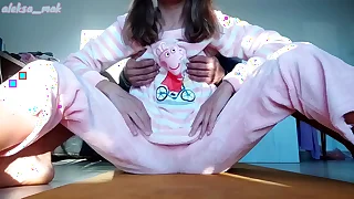 stepbrother hard jerking cunt coupled with small gut stepsister in pajama